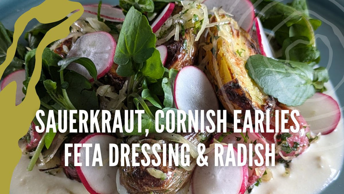 Warm Potato, Radish & Sauerkraut Salad with Feta Dressing | Easy Spring Recipe